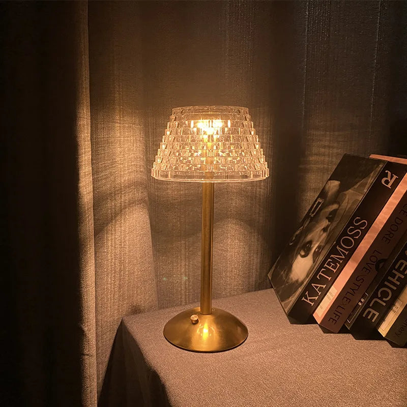Nightstand lamp glass shade