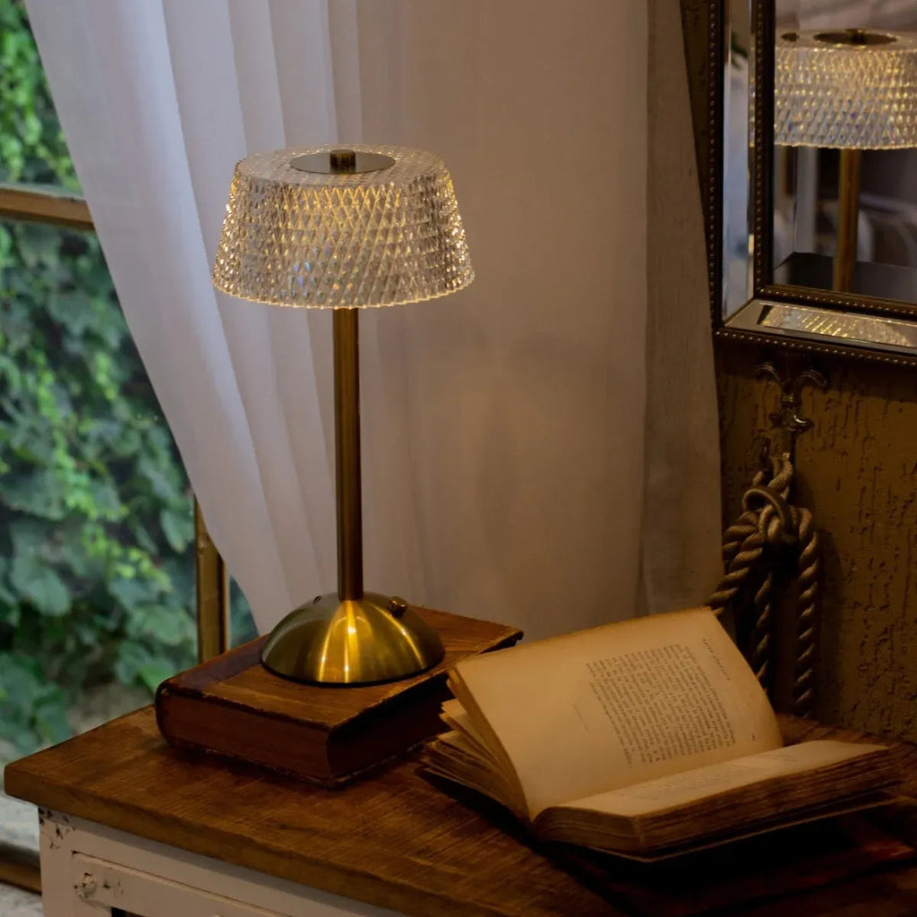 Nightstand Lamp Crystal Gold