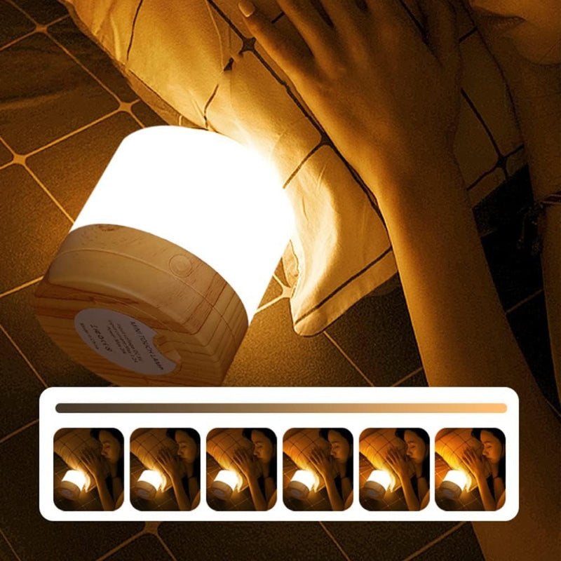 Nightstand Lamp Touch Dimmable Wood