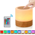 Nightstand Lamp Touch Dimmable Wood