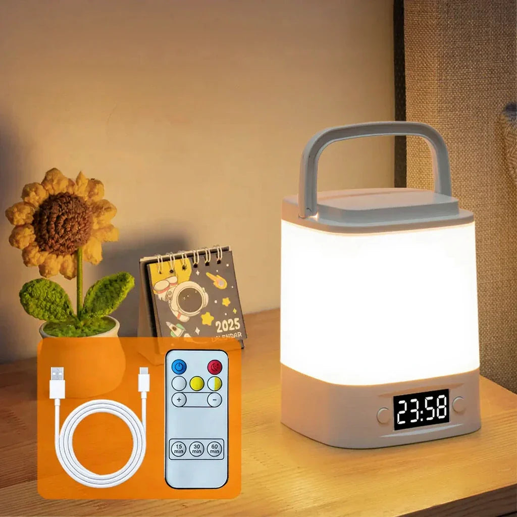 Nightstand lamp with clock