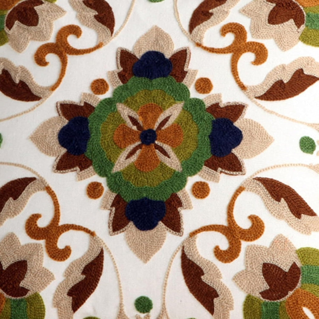 Fleur Classic Embroidery Square Sofa Cushion Cover