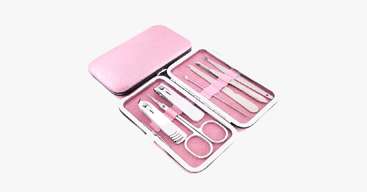7-piece nail clipper set - Comes in a pink case - Perfect for manicure!