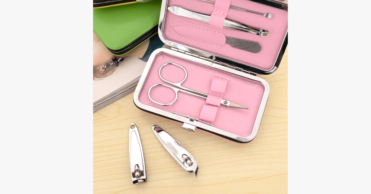 7-piece nail clipper set - Comes in a pink case - Perfect for manicure!