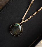 Refined Labradorite Drop Necklace with Luxury Gold Finish - Elyria