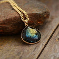 Refined Labradorite Drop Necklace with Luxury Gold Finish - Elyria