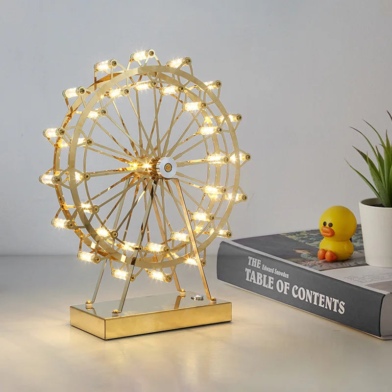 LED Ferris Wheel Desk Lamp, Decorative Lighting with Music Function, Retro Desk Light for Home