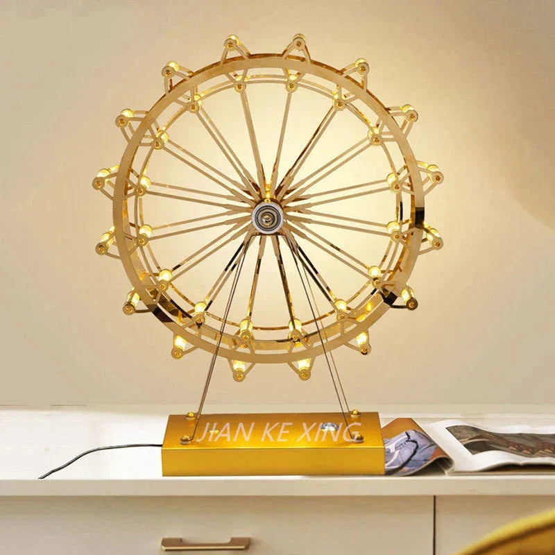 LED Ferris Wheel Desk Lamp, Decorative Lighting with Music Function, Retro Desk Light for Home