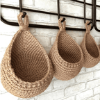 Hanging jute basket for storage in the kitchen