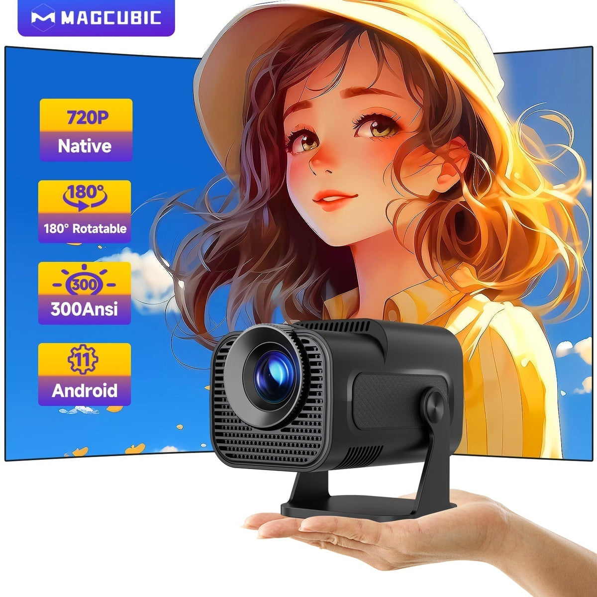 CineBeam 4K Mini Projector – Portable Home Cinema with 180° Rotation