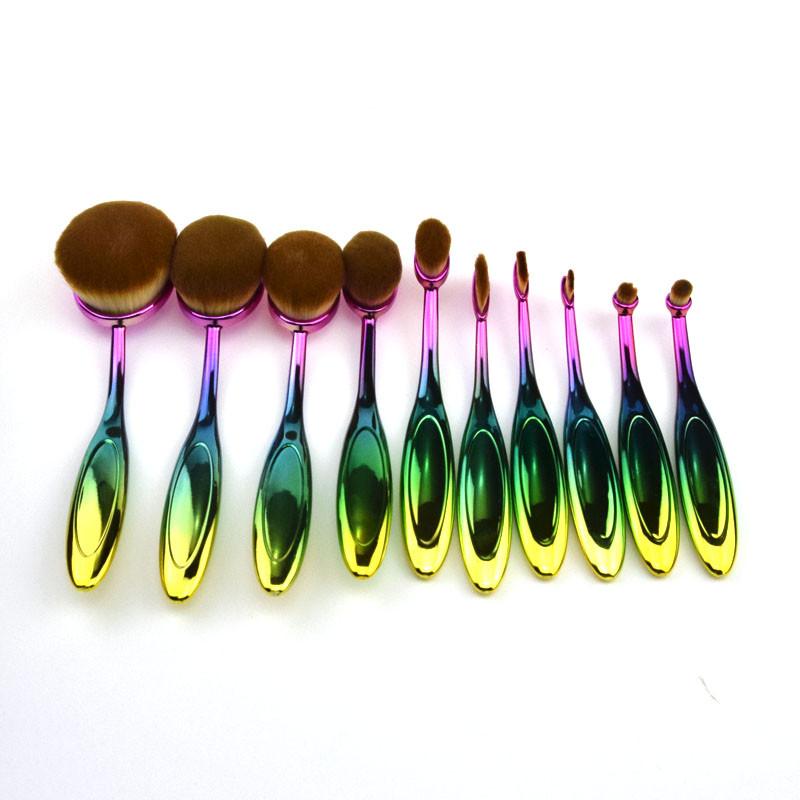 Rainbow Makeup Brushes - 10 Piece Set