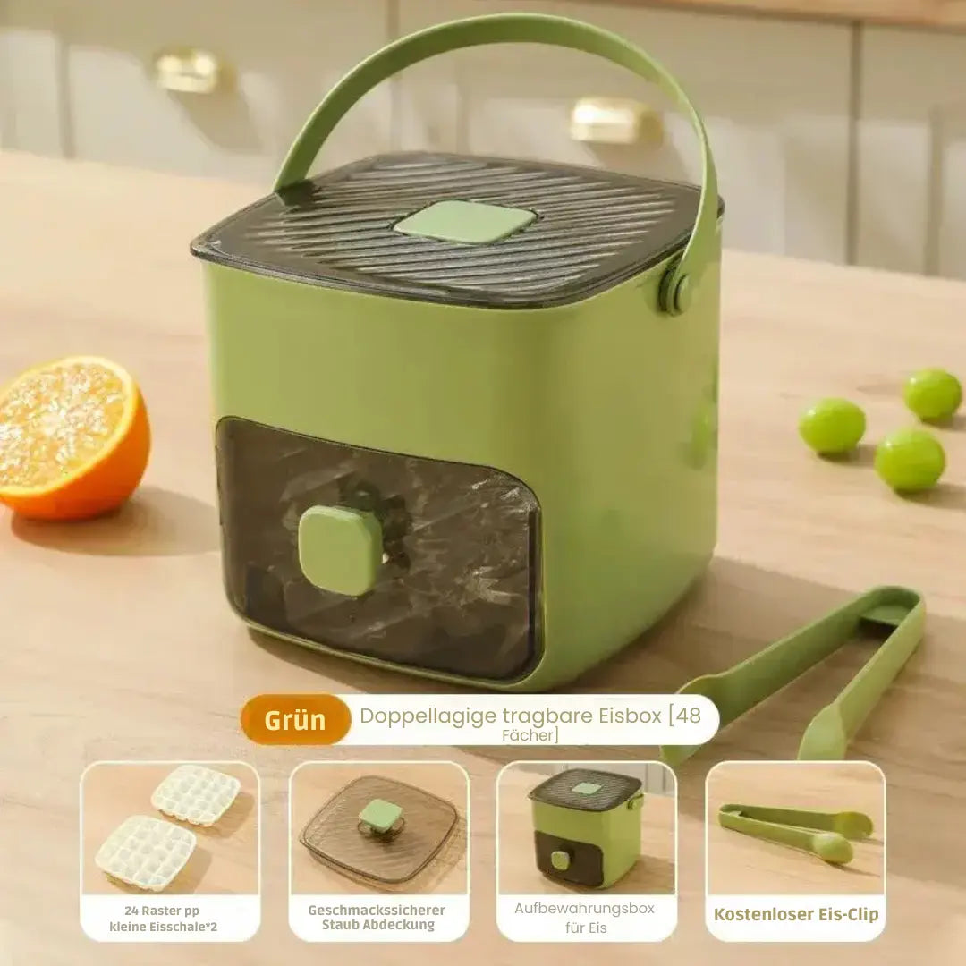 No more sticky ice cubes – Box with practical press function