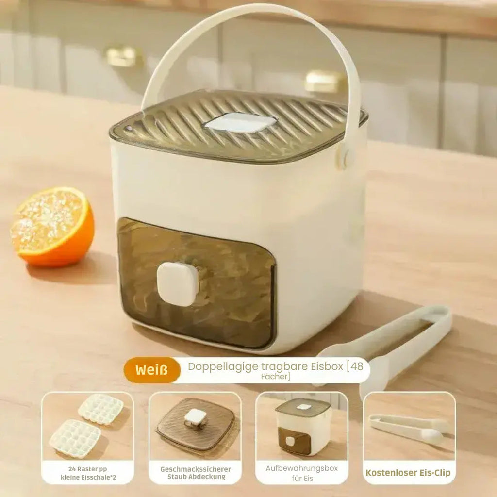 No more sticky ice cubes – Box with practical press function
