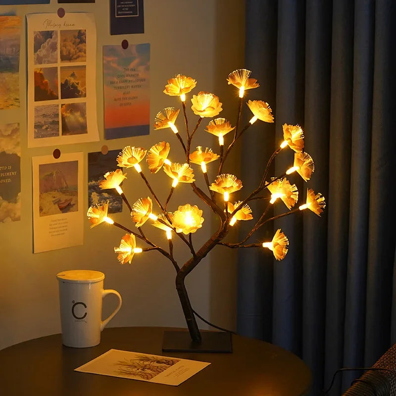 LED Tree Table Lamp – Romantic Decorative Light, Warm Light, Perfect for Living Room and Bedroom