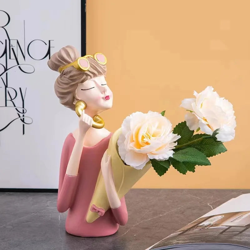 FloralFinesse - Girl Vase Decor