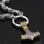60–90 cm Stainless Steel Double Wolf Head & Mjolnir Survival Spirit Necklace/Bracelet