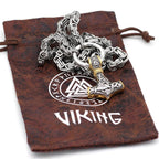 60–90 cm Stainless Steel Double Wolf Head & Mjolnir Survival Spirit Necklace/Bracelet