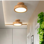 Round solid wood ceiling light – Scandinavian lamp for living room and hallway