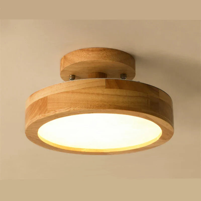 Round solid wood ceiling light – Scandinavian lamp for living room and hallway