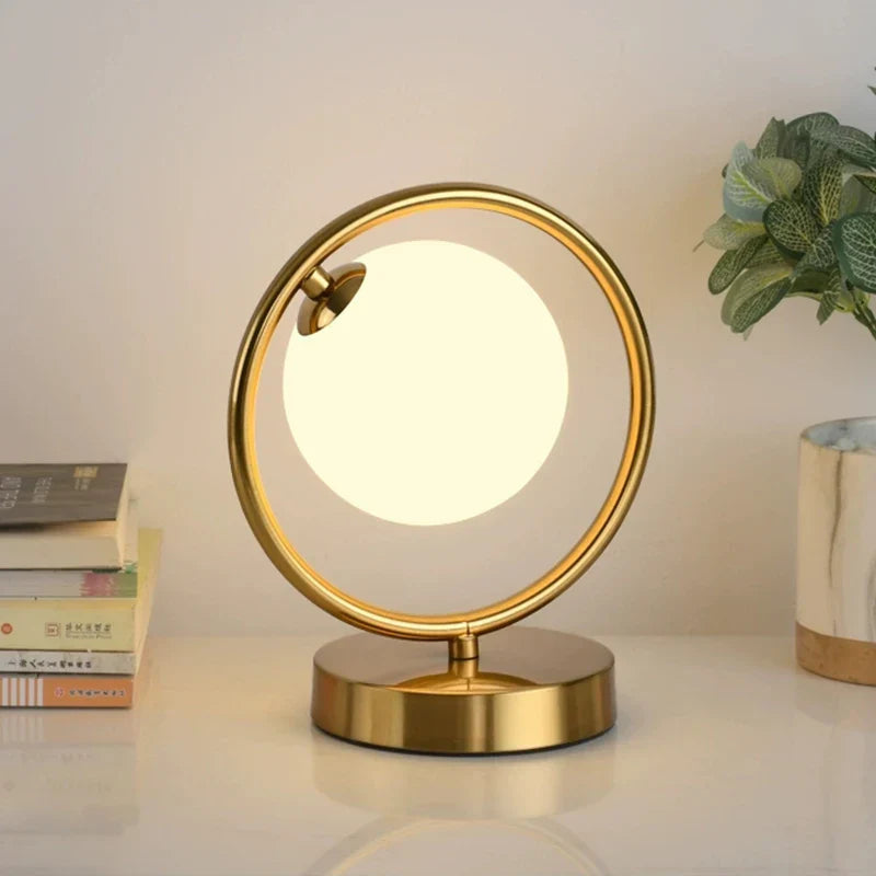 Nordic LED Table Lamp with Glass Sphere and Dimmable Light