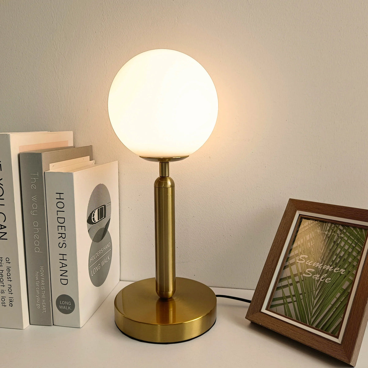 Nordic LED Table Lamp with Glass Sphere and Dimmable Light