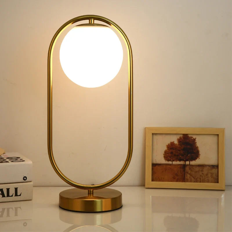Nordic LED Table Lamp with Glass Sphere and Dimmable Light