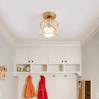 Modern ceiling light with golden metal grid – Stylish lighting for hallway and living room