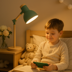 Table lamp with wooden finish in Nordic style