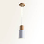 Pendant Light Modern Wood Black Cylinder Fixture