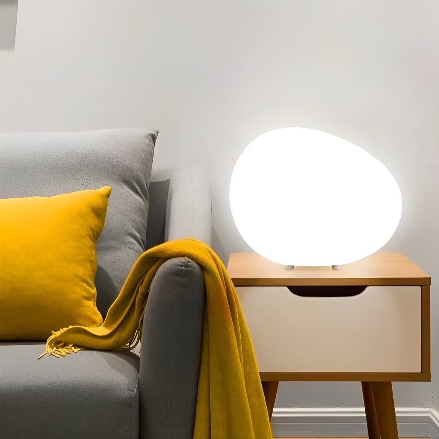 Round Metal Table Lamp in Scandinavian Design