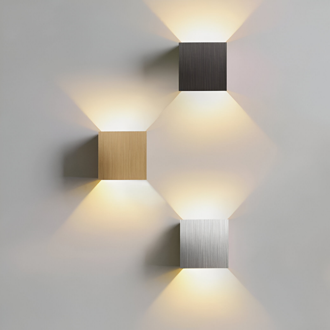 LED Wall Lamp NORDIVIA | USB & Cable Operation | Double Light Color | Aluminum & Acrylic | 10x10x5 cm