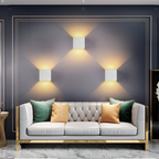 LED Wall Lamp NORDIVIA | USB & Cable Operation | Double Light Color | Aluminum & Acrylic | 10x10x5 cm