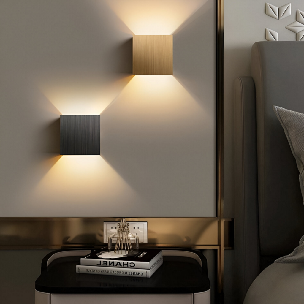 LED Wall Lamp NORDIVIA | USB & Cable Operation | Double Light Color | Aluminum & Acrylic | 10x10x5 cm