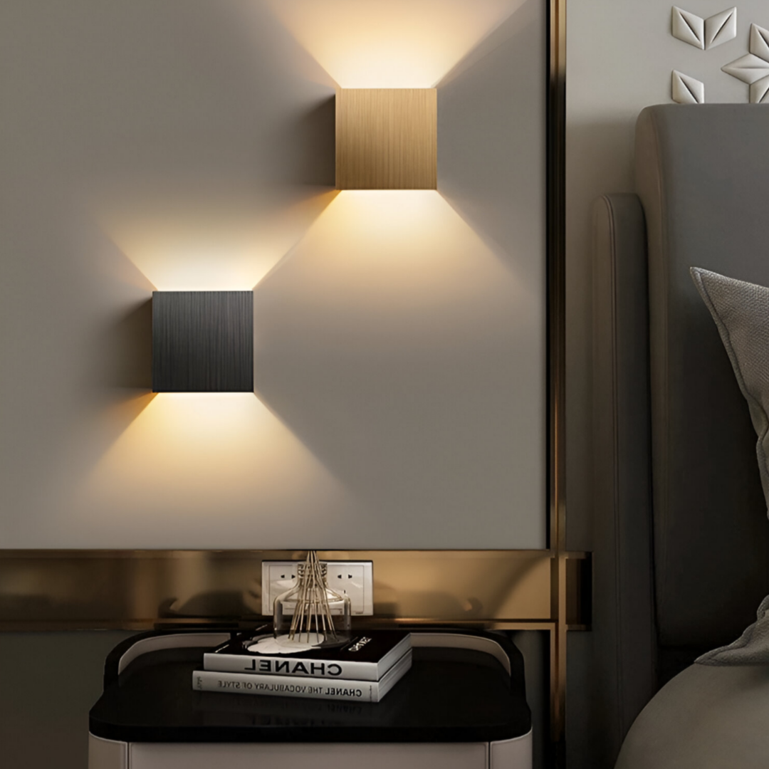 LED Wall Lamp NORDIVIA | USB & Cable Operation | Double Light Color | Aluminum & Acrylic | 10x10x5 cm
