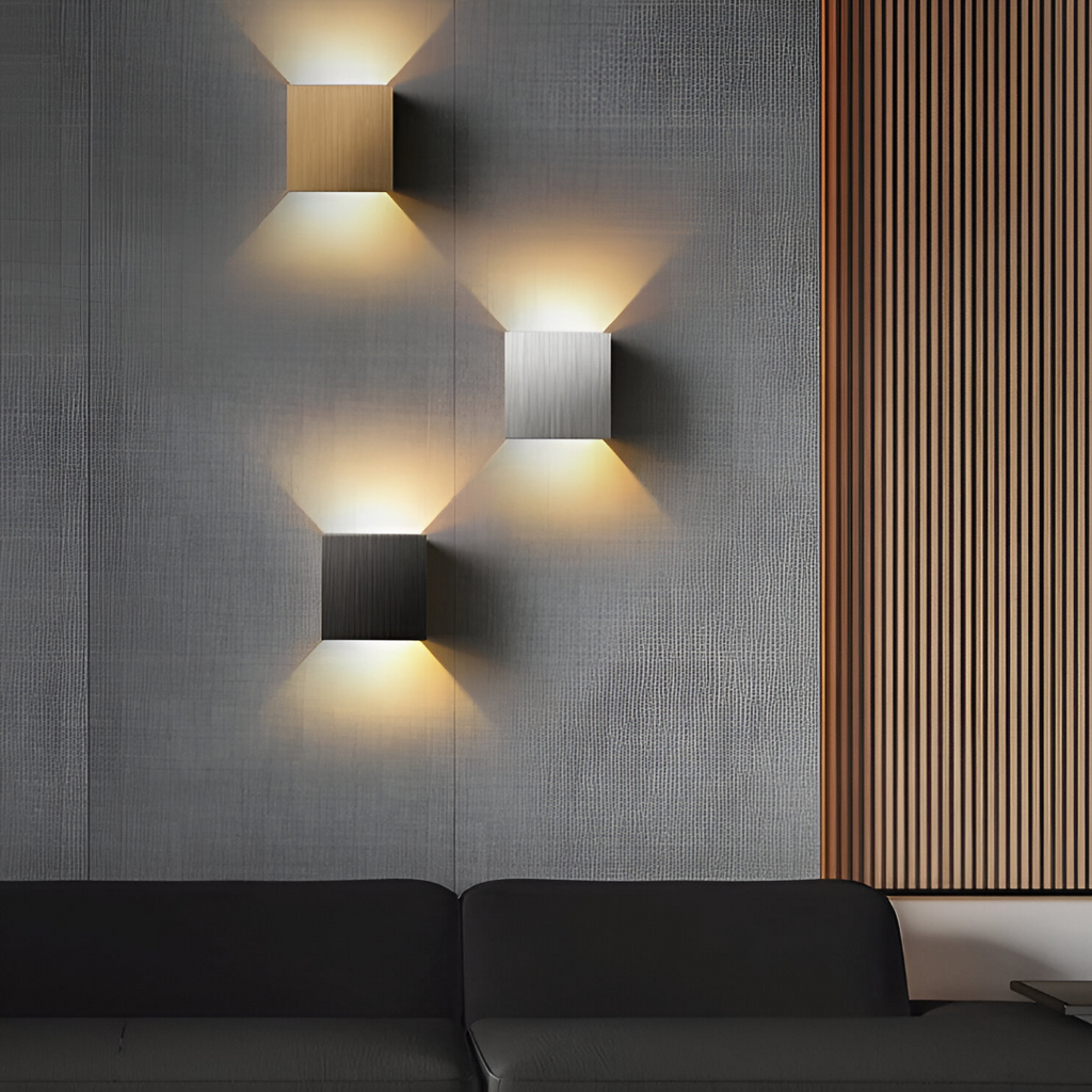 LED Wall Lamp NORDIVIA | USB & Cable Operation | Double Light Color | Aluminum & Acrylic | 10x10x5 cm