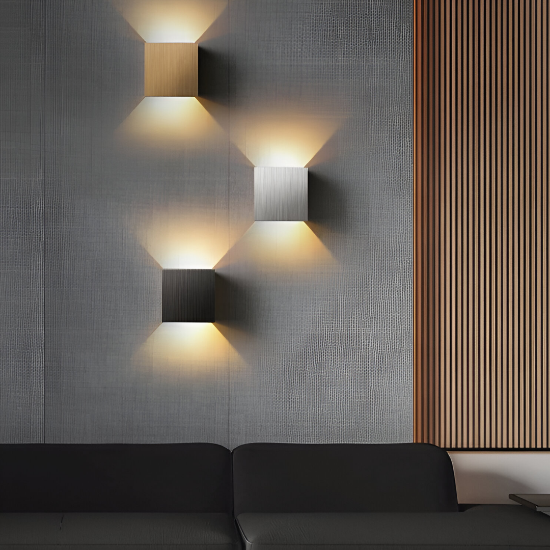 LED Wall Lamp NORDIVIA | USB & Cable Operation | Double Light Color | Aluminum & Acrylic | 10x10x5 cm