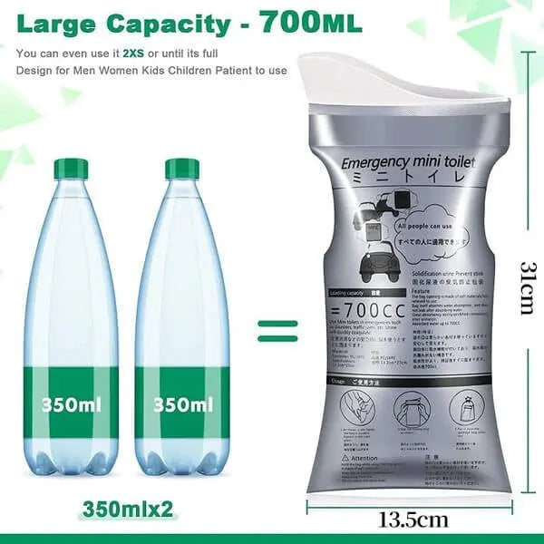 Emergency travel bag for urine relief — Leak-proof & odor-proof