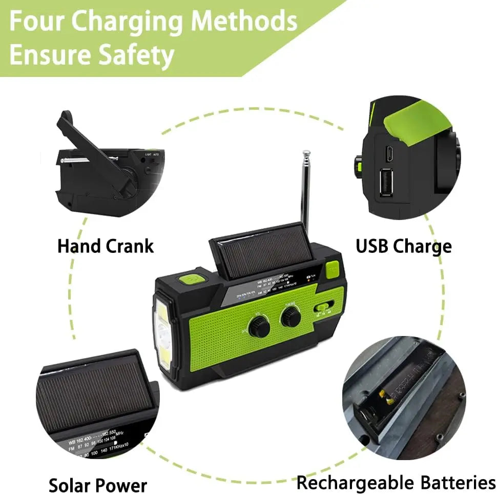 Emergency Solar Radio with Power Bank and SOS Alarm