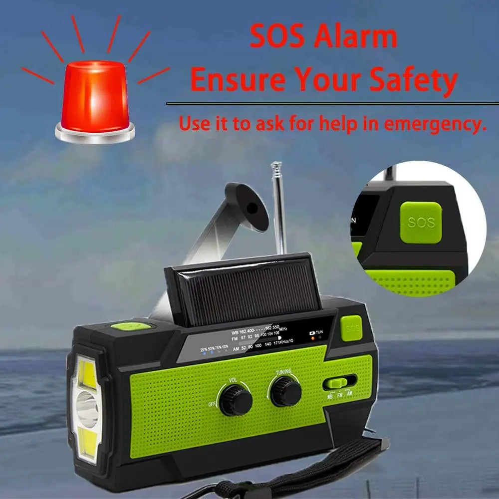 Emergency Solar Radio with Power Bank and SOS Alarm