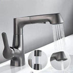 Bathroom Faucet With Rotating Retractable Hand Shower