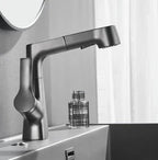 Bathroom Faucet With Rotating Retractable Hand Shower