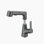 Bathroom fixture with rotating retractable hand shower