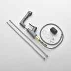 Bathroom fixture with rotating retractable hand shower