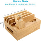 Tekavo Bamboo Charging Station – 5-Port USB Organiser with Cable Set