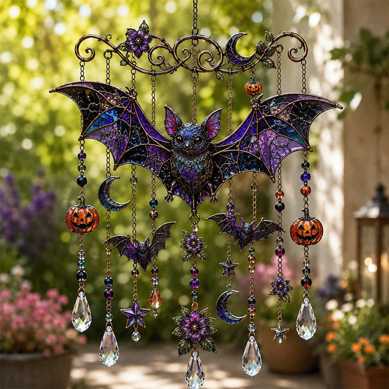 Halloween Crystal Wind Chime – Colorful Acrylic Hanging Garden Decoration