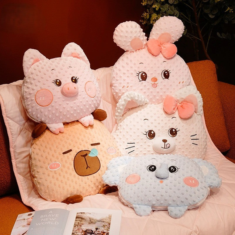 Cuddle Ready Cute Cartoon Pillow Blanket