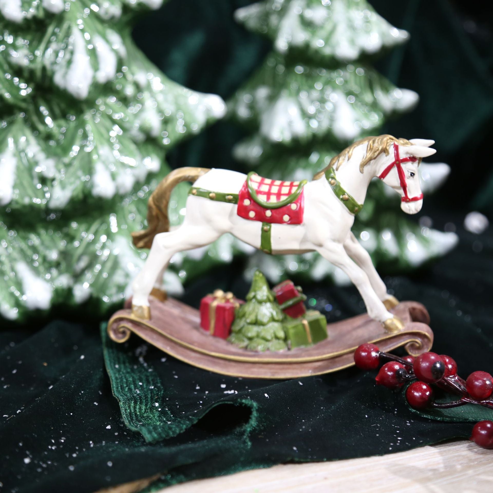 Festive Resin Rocking Horse Carousel Ornament