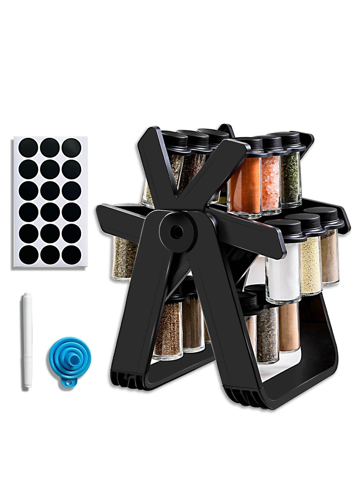 Rotating spice container provides order and makes cooking easier