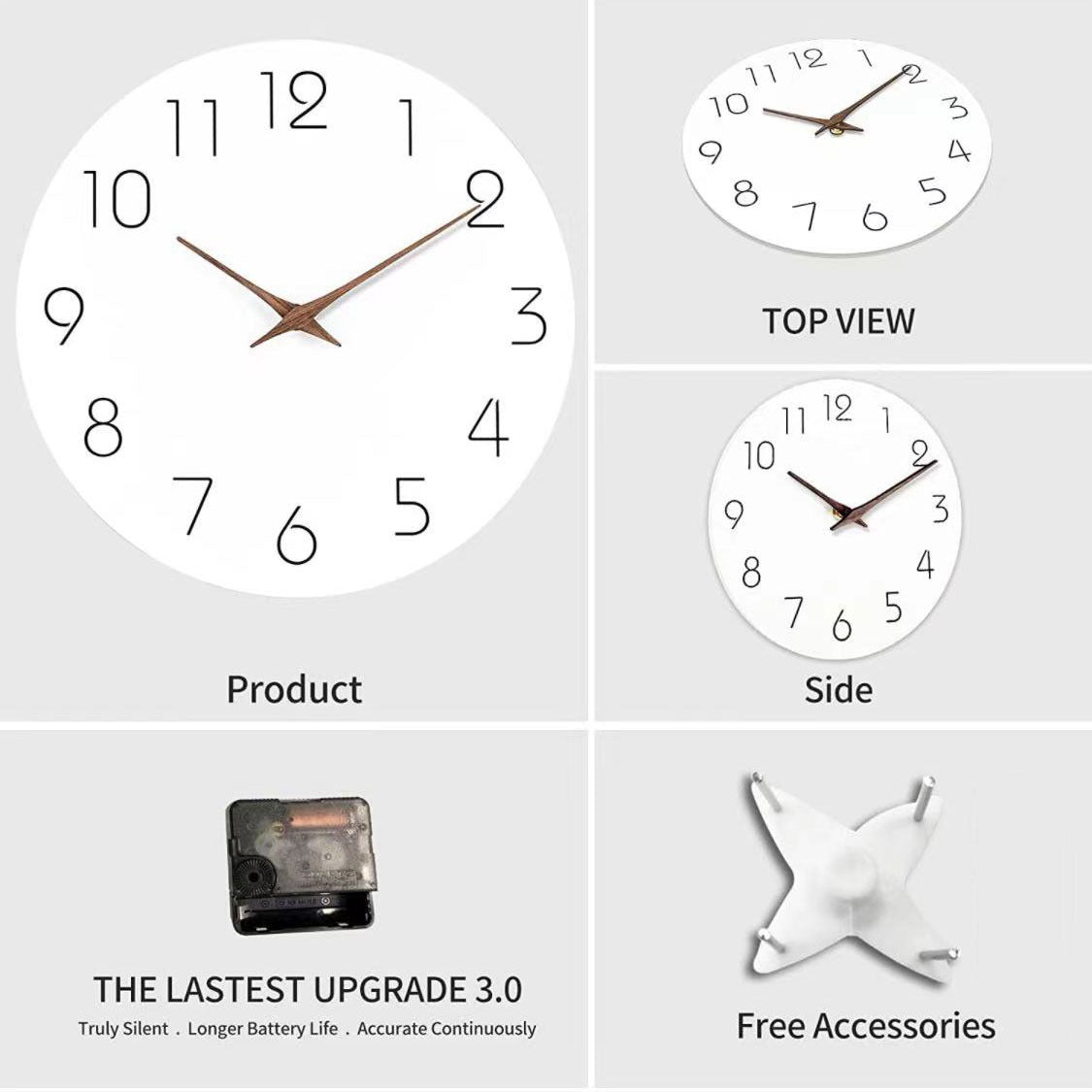 Simple Colored Silent Wall Clock 12 Inch