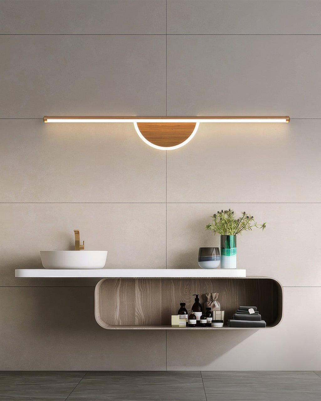 Modern Wall Lamp made of Wooden Arch